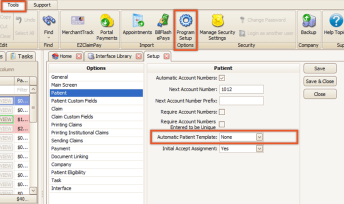 Import - automatic patient templates