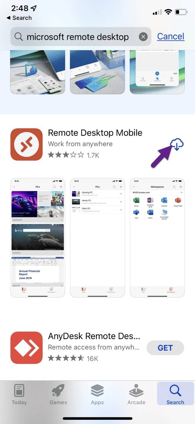 EZClaim Cloud Remote Desktop Mobile Setup instructions for iOS